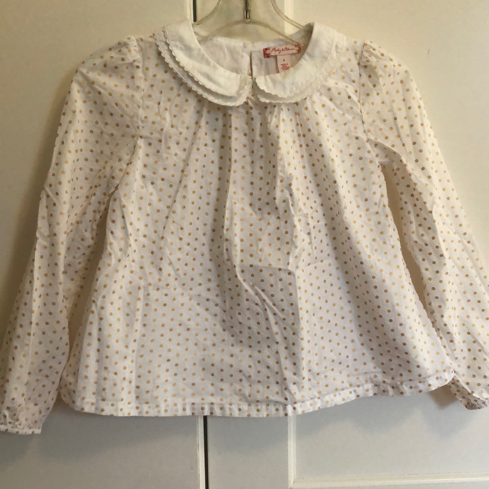Ruby and Bloom blouse with gold dots